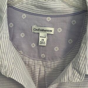 Croft & Barrow Lavender Striped Button Up Shirt Sz 2X